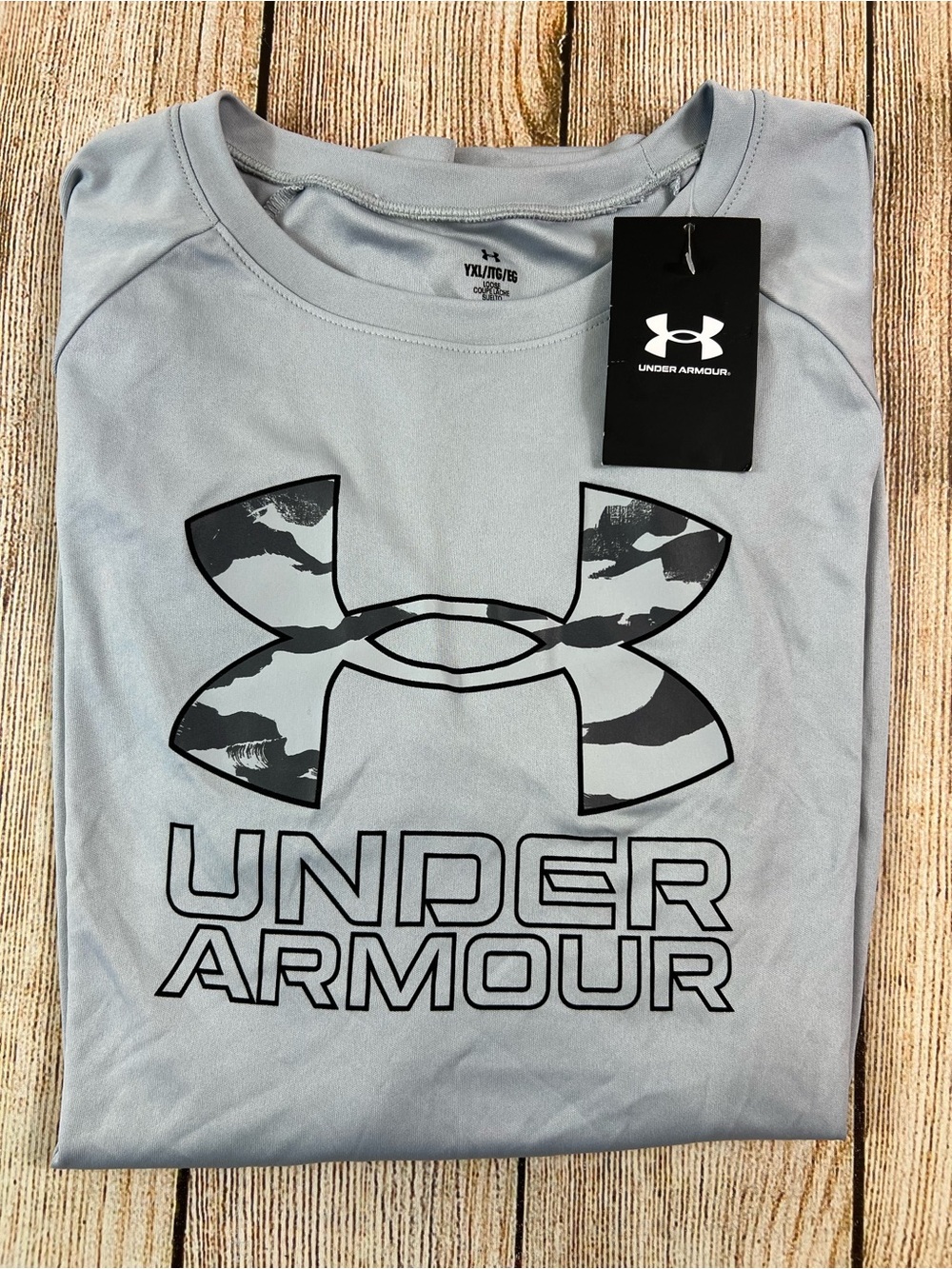 Under Armour UA Tech Hybrid Print Loose Longsleeve Grey Shirt Youth XL
